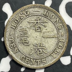 1901 Hong Kong 10 Cents Lot#E8471 Silver!