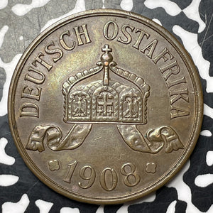 1908-J German East Africa 5 Heller Lot#MK201 Nice!