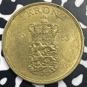 1953 Denmark 1 Krone Lot#C1346 Nice!