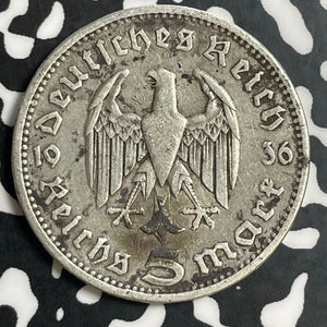 1936-A Germany 5 Mark Lot#E9378 Silver!