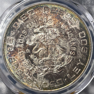 1960-Mo Mexico 10 Pesos PCGS MS65 Lot#G8678 Silver! Beautiful Toning!