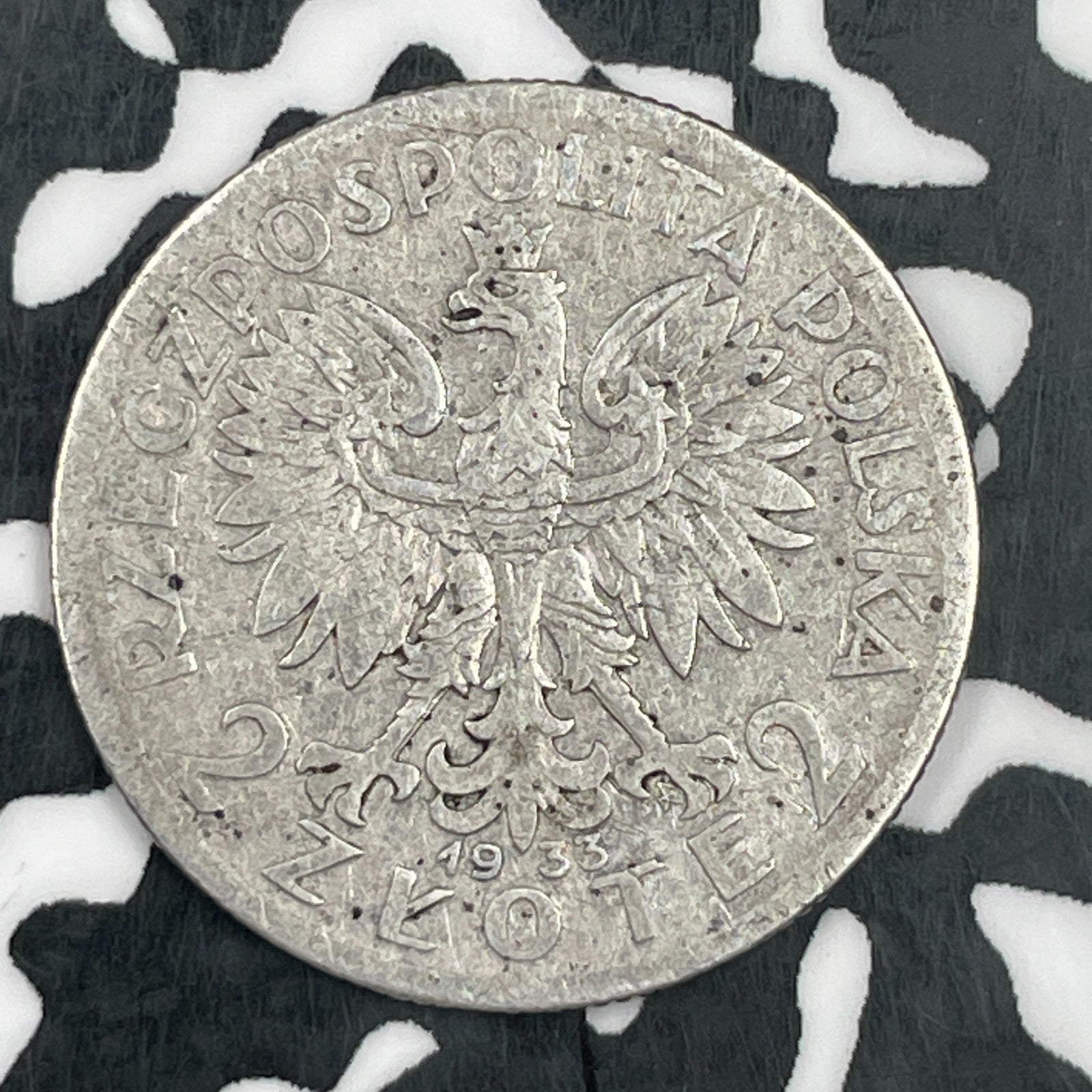 1933 Poland 2 Zlote Lot#F8435 Silver!