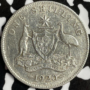 1920-M Australia 1 Shilling Lot#E0600 Silver! Old Cleaning