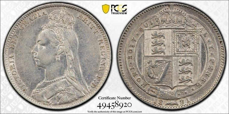 1891 Great Britain Victoria 1 Shilling PCGS AU50 Lot#G3400 Silver! S-3927