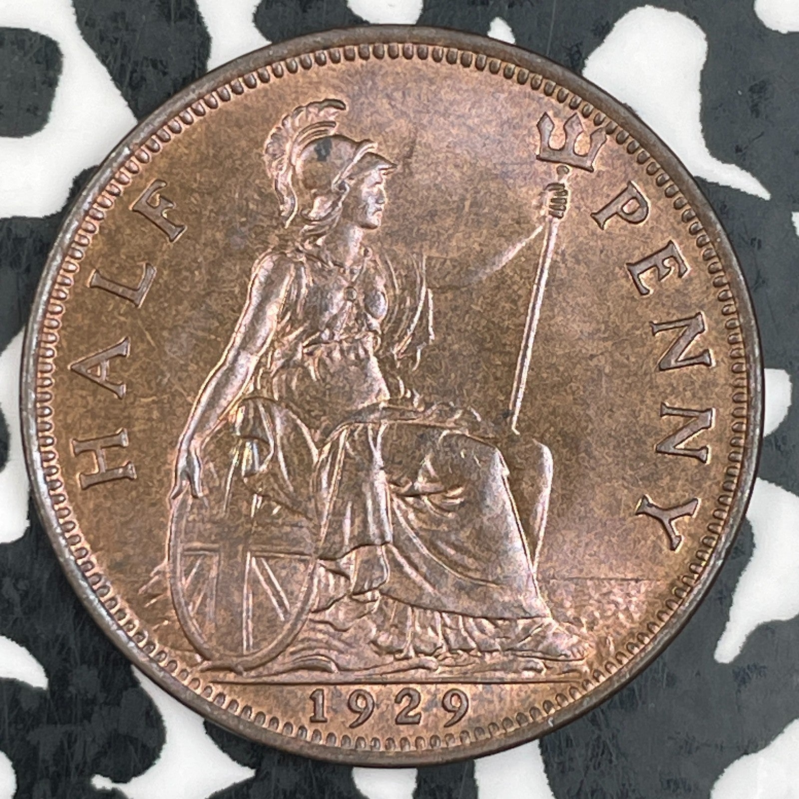 1929 Great Britain 1/2 Penny Half Penny Lot#F3381 High Grade! Beautiful!