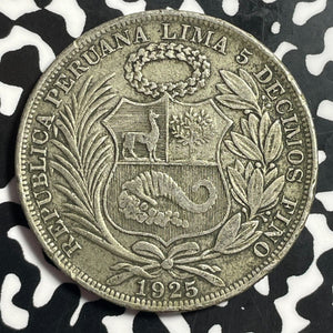 1925 Peru 1 Sol Lot#T1494 Large Silver Coin!