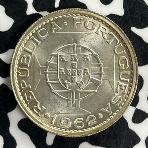 1962 St. Thomas & Prince 5 Escudos Lot#C1054 Silver! High Grade! Beautiful!