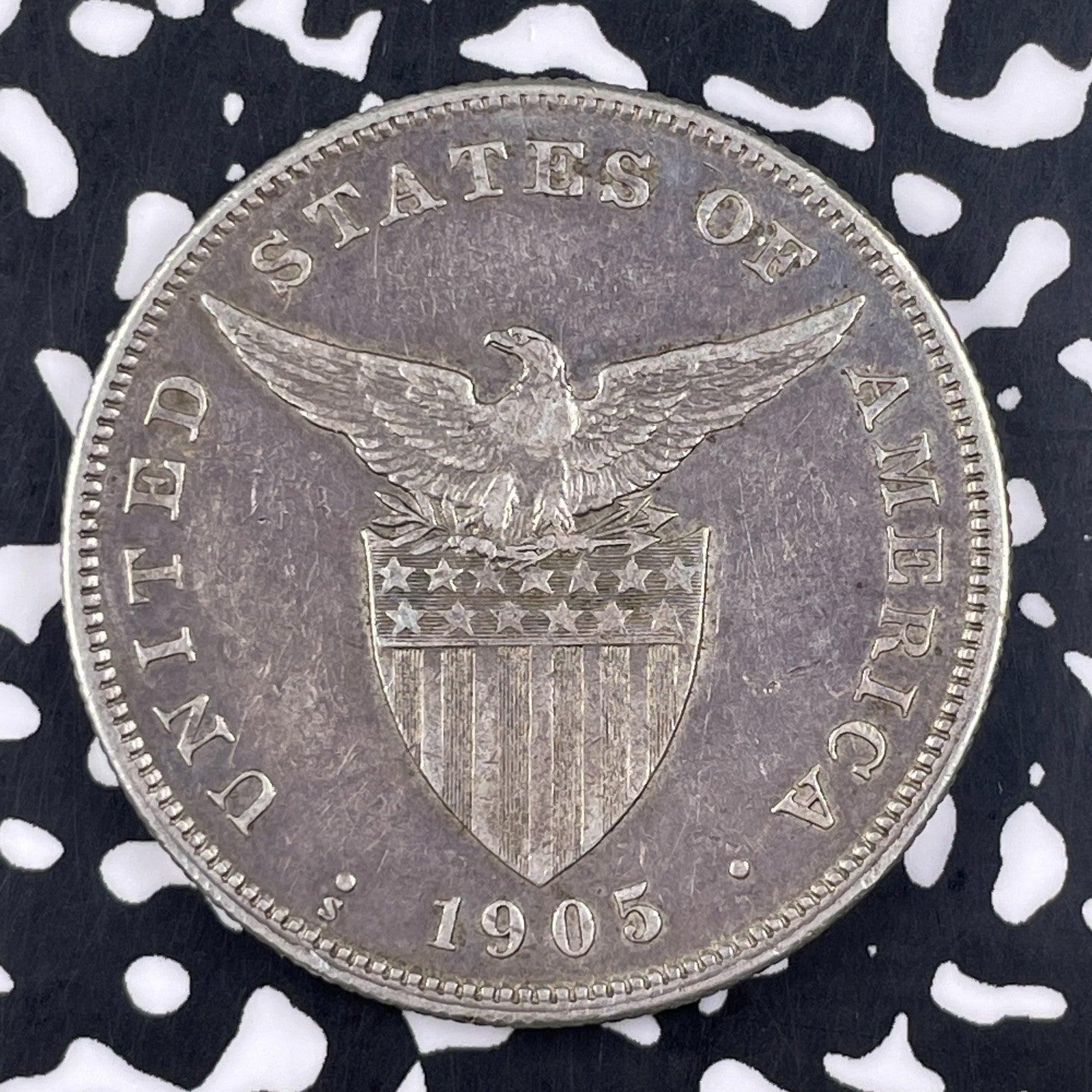 1905-S U.S. Philippines 1 Peso Lot#JM1327 Large Silver! Nice!