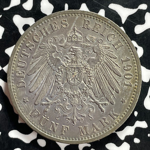 1901 Germany Prussia 5 Mark Lot#JM9827 Silver! High Grade! Beautiful Toning!