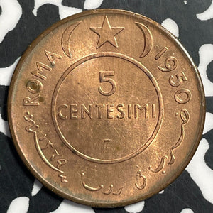 1950 Somalia 5 Centesimi Lot#E8461 High Grade! Beautiful!