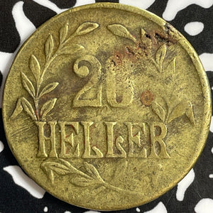 1916-T German East Africa 20 Heller Lot#D9075 Brass