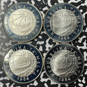 (1984-86) Malta 4x Coin Maritime History Mint Set Lot#B1984 Silver! With Case