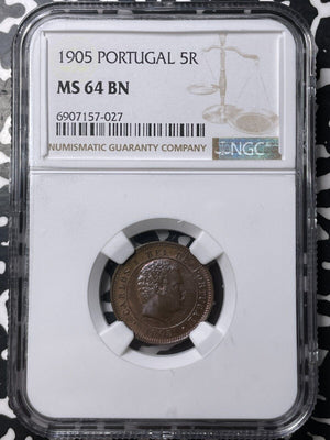 1905 Portugal 5 Reis NGC MS64BN Lot#G8979 Choice UNC!