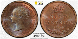 1844 Great Britain 1/2 Half Farthing PCGS AU58 Lot#G7997 S-3951