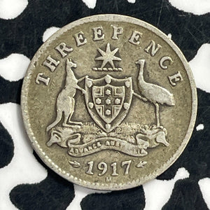 1917-M Australia 3 Pence Threepence Lot#C0733 Silver!