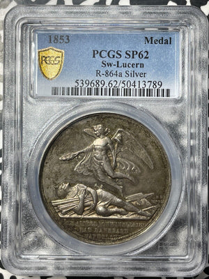 1853 Switzerland Lucern Shooting Festival Medal PCGS SP62 Lot#GV8872 Silver!