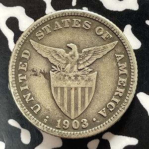 1903-S U.S. Philippines 20 Centavos Lot#T5252 Silver! Better Date