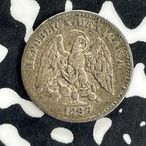 1897-Zs Z Mexico 5 Centavos Lot#C1121 Silver!
