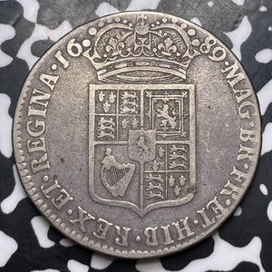1689 Great Britain William & Mary 1/2 Crown Lot#MK301 Silver!