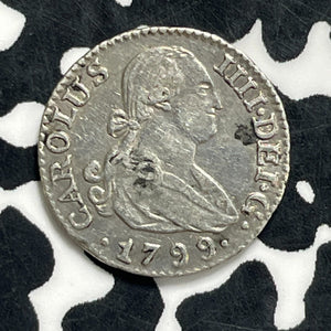 1799-MF Spain 1/2 Real Lot#JM9985 Silver! Nice!