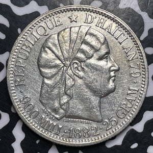 1882 Haiti 1 Gourde Lot#MK145 Large Silver! Cleaned