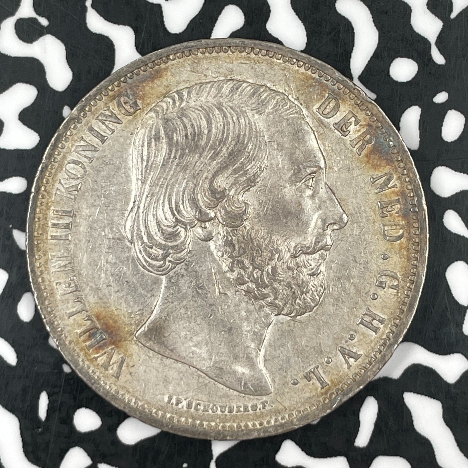 1870 Netherlands 2 1/2 Gulden Lot#JM1514 Large Silver! Nice!