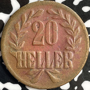 1916-T German East Africa 20 Heller Lot#D9069 Copper