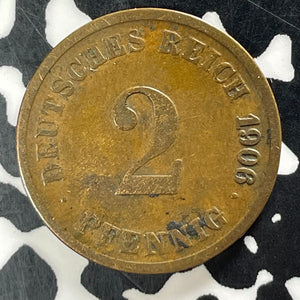 1906-G Germany 2 Pfennig Lot#T4226 Better Date