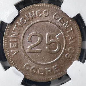 1915 Guatemala Provisional Gov. 25 Centavos NGC MS63BN Lot#G8727 Choice UNC!