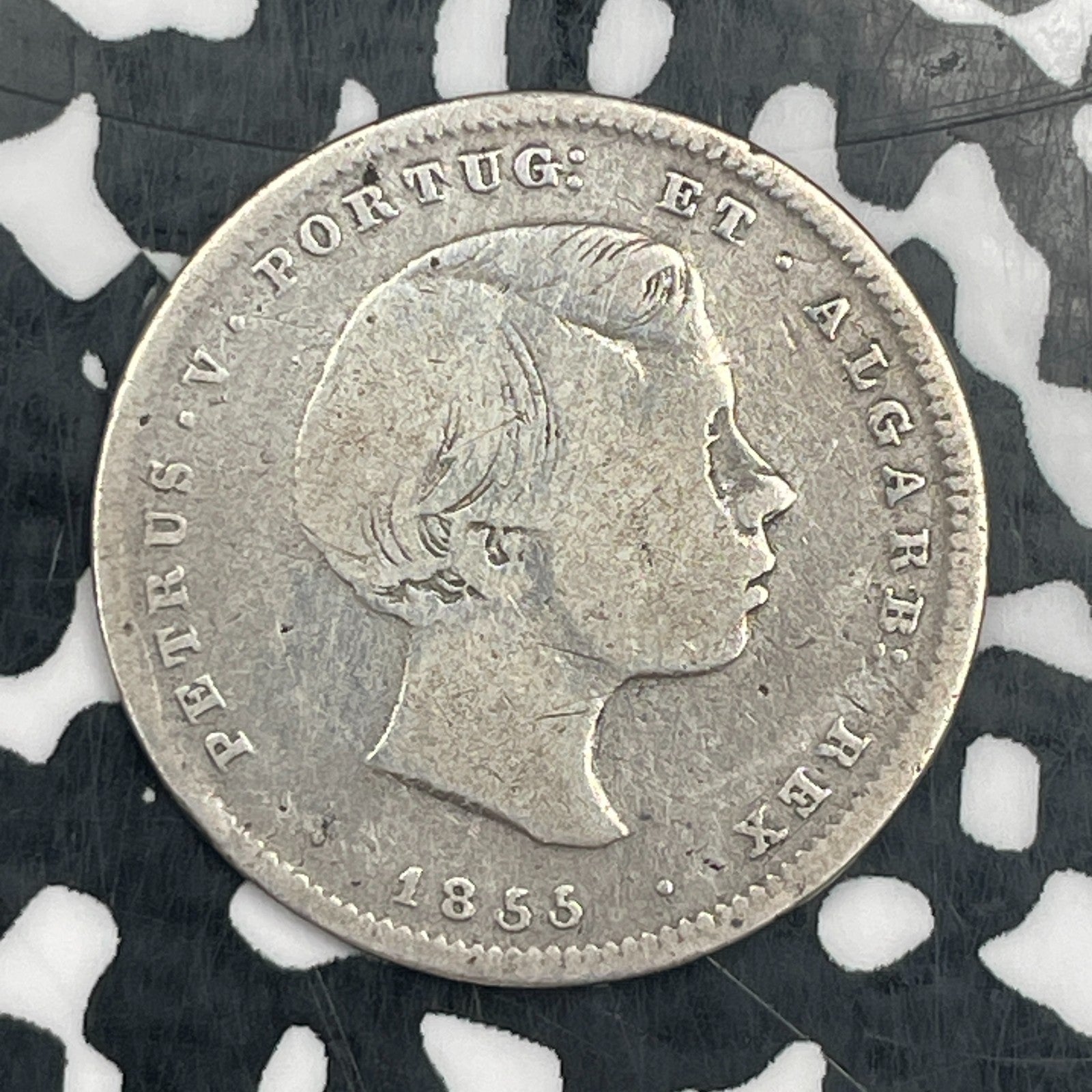 1855 Portugal 200 Reis Lot#N3196 Silver!