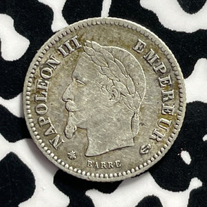 1867-A France 20 Centimes Lot#T9526 Silver!