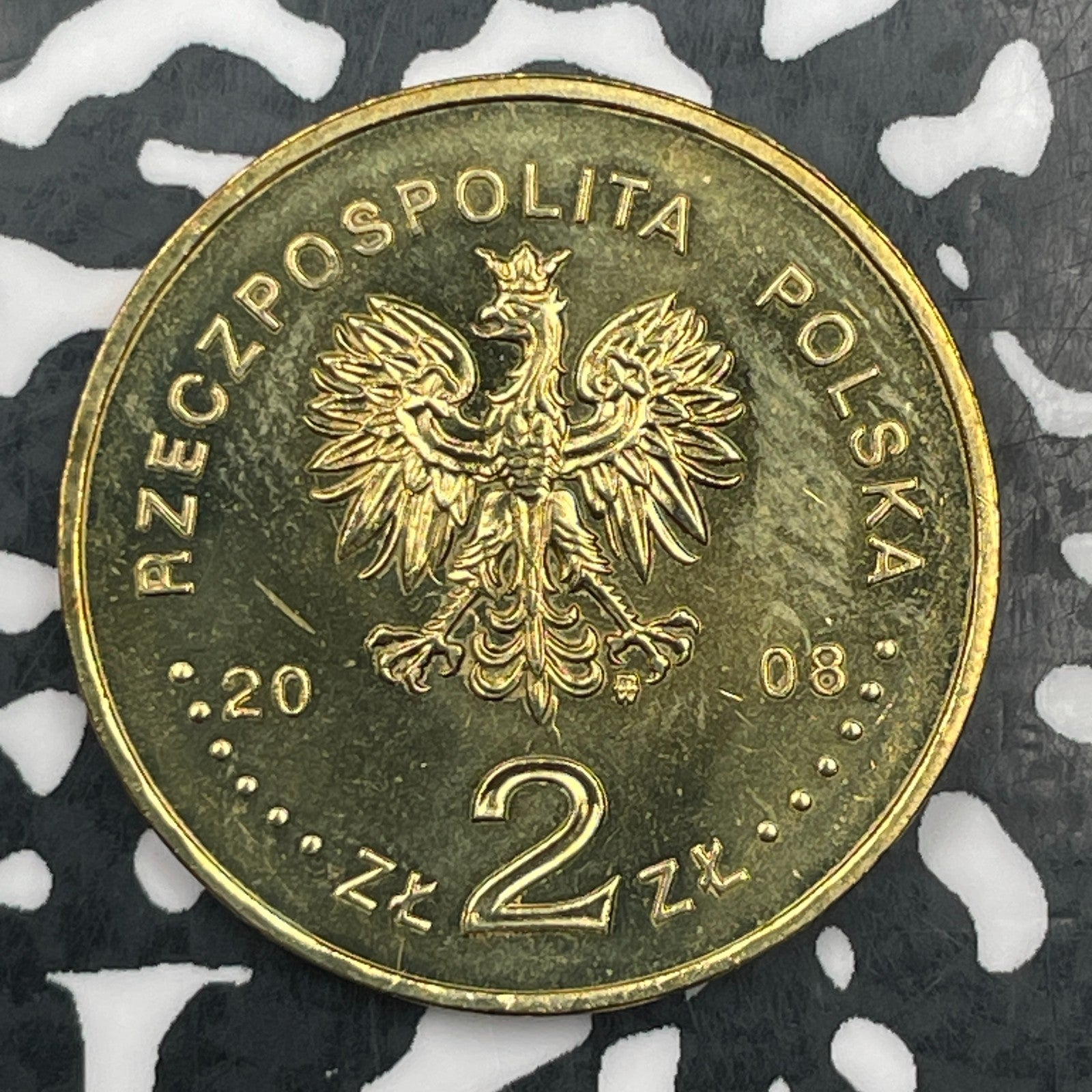 2008 Poland 2 Zlote Lot#F9003 High Grade! Beautiful! Y#634