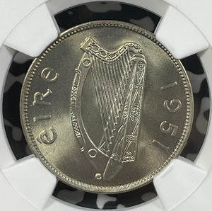 1951 Ireland 1 Florin NGC MS66 Lot#G015 Gem BU!