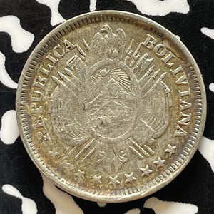 1888 Bolivia 20 Centavos Lot#T5109 Silver!