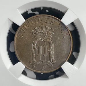 1906/5 Sweden 2 Ore NGC AU58BN Lot#G838 Scarce! Overdate Variety