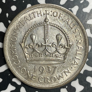 1937 Australia 1 Crown Lot#JM9078 Large Silver! High Grade! Beautiful!