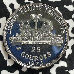 1983 Haiti 25 Gourdes Lot#C0060 Silver! Proof! World Cup