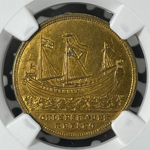 1848 G.B. Arrival Of Chinese Junk Keying Ship Brass Medal NGC MS62 Lot#G237
