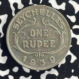 1939 Seychelles 1 Rupee Lot#T8629 Silver!