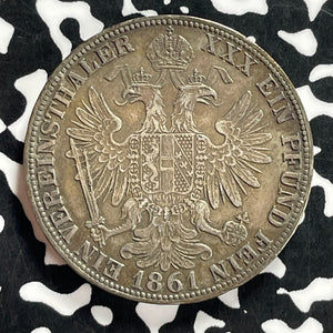 1861-A Austria 1 Thaler Lot#JM9855 Large Silver!