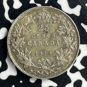 1913 Canada 25 Cents Lot#T7160 Silver! Nice!