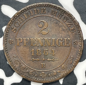 1864-B Germany Saxony 2 Pfennig Lot#C0378