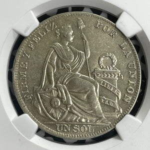1934 Peru 1 Sol NGC AU58 Lot#G835 Large Silver!