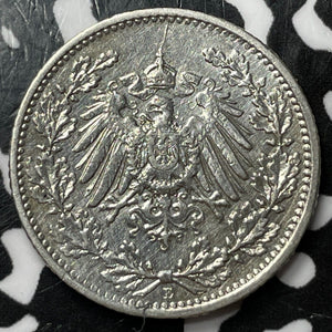 1913-E Germany 1/2 Mark Half Mark Lot#D7752 Silver! Old Cleaning