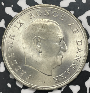1967 Denmark 10 Kroner Lot#C0261 Silver! High Grade! Beautiful!