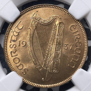 1937 Ireland 1/2 Half Penny NGC MS64RD Lot#G8999 Choice UNC!