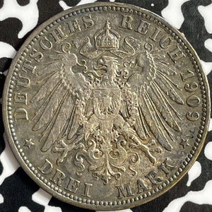 1909-A Germany Prussia 3 Mark Lot#E0270 Silver!