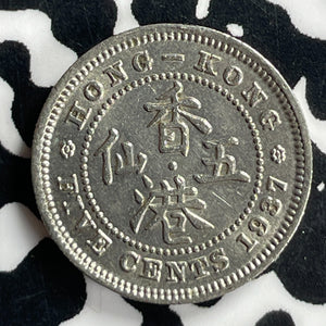 1937 Hong Kong 5 Cents Lot#T6820 High Grade! Beautiful!