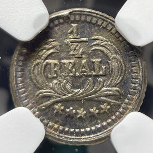 1890 Guatemala 1/4 Real NGC MS64 Lot#G8724 Silver! Choice UNC!