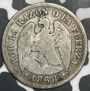 1868-So Chile 1 Decimo Lot#T9329 Silver!